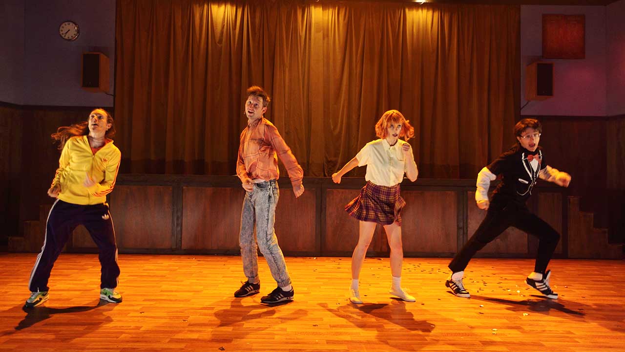 12. Windmill Theatre's School Dance, L-R Luke Smiles, Jonathon Oxlade, Amber McMahon & Matthew Whittet. Photo Tony Lewis