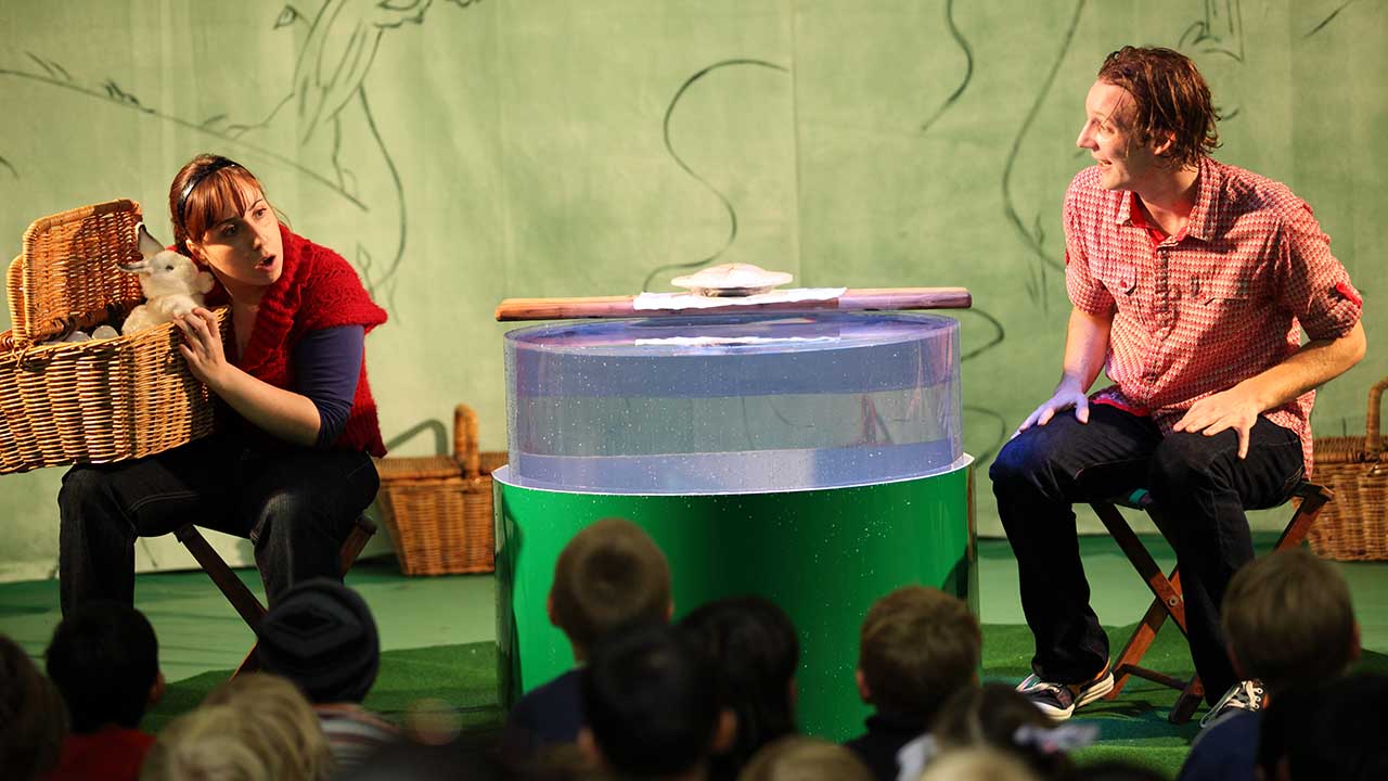 6. L-R Nadia Rossi  and Nathan O'Keefe in Windmill Theatre's Plop! Photo by Tony Lewis