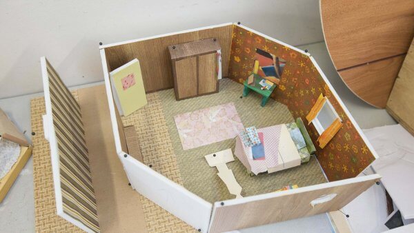 A model of Greta’s bedroom explores colour palette as well as each item in relation and proportion to each other.